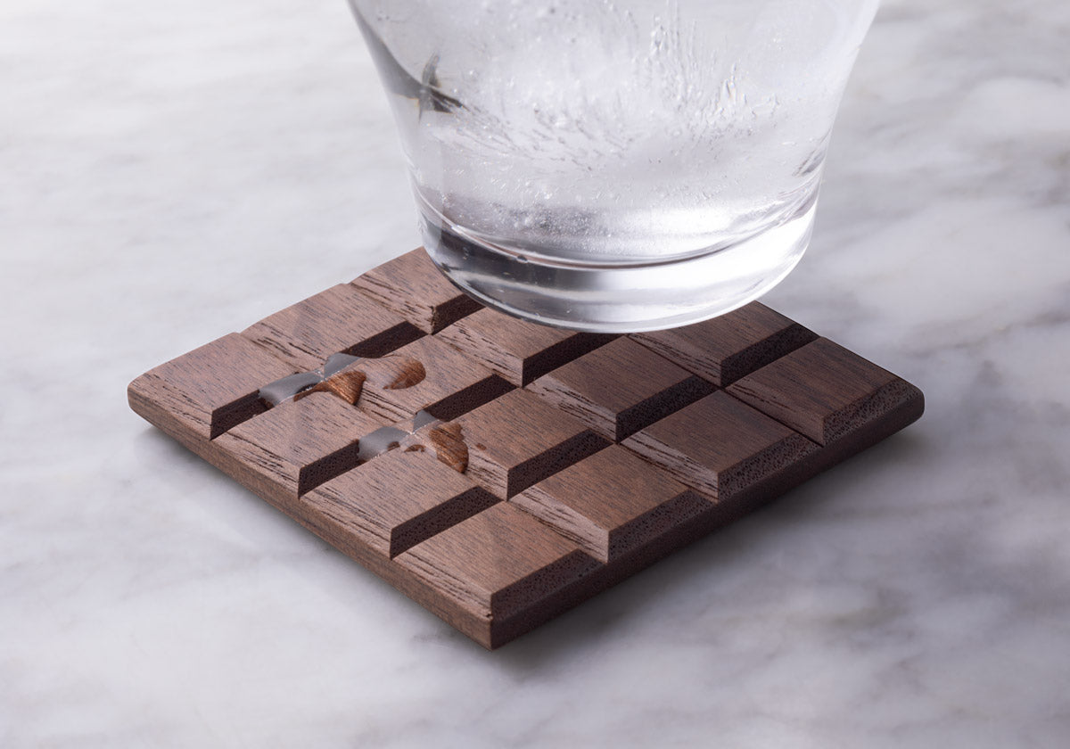 WOODEN CHOCOLATE COASTER in WALNUT（チョコレート型 天然木コースター ウォルナット） – dear M