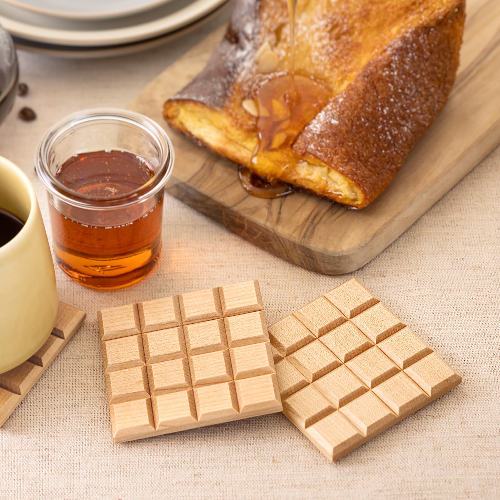 WOODEN CHOCOLATE COASTER in MAPLE（チョコレート型 天然木コースター